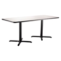 National Public Seating Café Table with X Base, 30"x72" Rectangle with HPL Top, 30" High (Particleboard Core/T-Mold)
