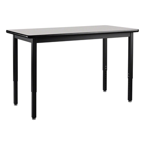 National Public Seating 24"x54" Heavy-Duty Adjustable Height Steel Table, HPL Top height adjustable table, table with casters, 24x54, 24 x 54, 24x54 table, rectangular utility table, height adjustable utility table, HDT3-2454HOK, HDT3-2454HWT, HDT3-2454HCH, HDT3-2454HGY, HDT3-2454HOKC, HDT3-2454HWTC, HDT3-2454HCHC, HDT3-2454HGYC