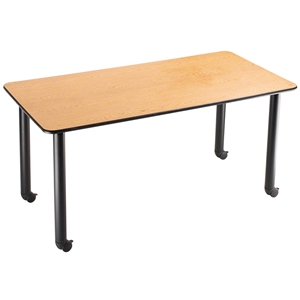 National Public Seating IT-RC-OK-AH 30"x60" Innovator Table, Rectangular, Height Adjustable, Banister Oak - ARCHIVED it-rc-ok-ah, innovator table, 30x60, 60x30, 30 x 60, 60 x 30, height adjustable table, table with casters