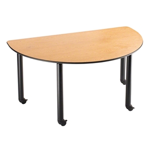National Public Seating IT-SC-OK-AH 36"x60" Innovator Table, Semi-Circle, Height Adjustable, Banister Oak - ARCHIVED it-sc-ok-ah, innovator table, 36x60, 60x36, 36 x 60, 60 x 36, height adjustable table, table with casters, semi-circle