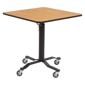 National Public Seating Premium Plus Café Table, 30" Square with HPL Top, Particleboard Core height adjustable table, table with casters, 30in square, 30 square, 30 table, square table, height adjustable cafe table, PCT330PBTMGY, PCT330PBTMOK, PCT330PBTMWT, PCT330PBTMCH, PCT330PBTMFM, PCT330PBTMYW, PCT330PBTMRE, PCT330PBTMBL
