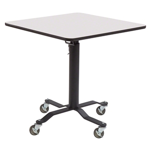 National Public Seating Premium Plus Café Table, 36" Square with Whiteboard Top, MDF Core height adjustable table, table with casters, 36in square, 36 square, 36 table, square table, height adjustable cafe table, PCT336MDPEWB