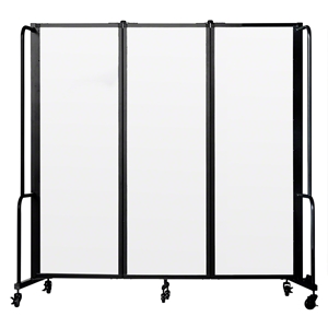 NPS Portable Room Divider, 3 Sections, Clear Acrylic