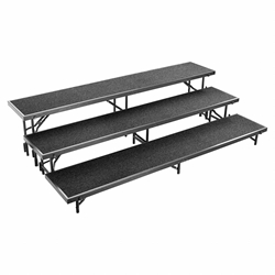 National Public Seating RS3LC 3-Level 8 Straight Standing Choral Riser, Carpet choral risers, band risers, school risers, straight risers, choir stage risers, standing riser, 3 tier, 3 level