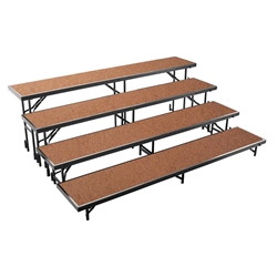 National Public Seating RS4LHB 4-Level 8 Straight Standing Choral Riser, Hardboard choral risers, band risers, school risers, straight risers, choir stage risers, standing riser, 4 tier, 4 level