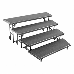 National Public Seating RT4LC 4-Level Tapered Standing Choral Riser, Carpet choral risers, band risers, school risers, tapered risers, choir stage risers, standing riser, 4 tier, 4 level