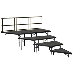 National Public Seating SPST484LC 4-Level Seated Riser Stage Pie Set, Carpet (48" Deep Tiers) choral risers, band risers, school risers, seated risers, angle, wedge