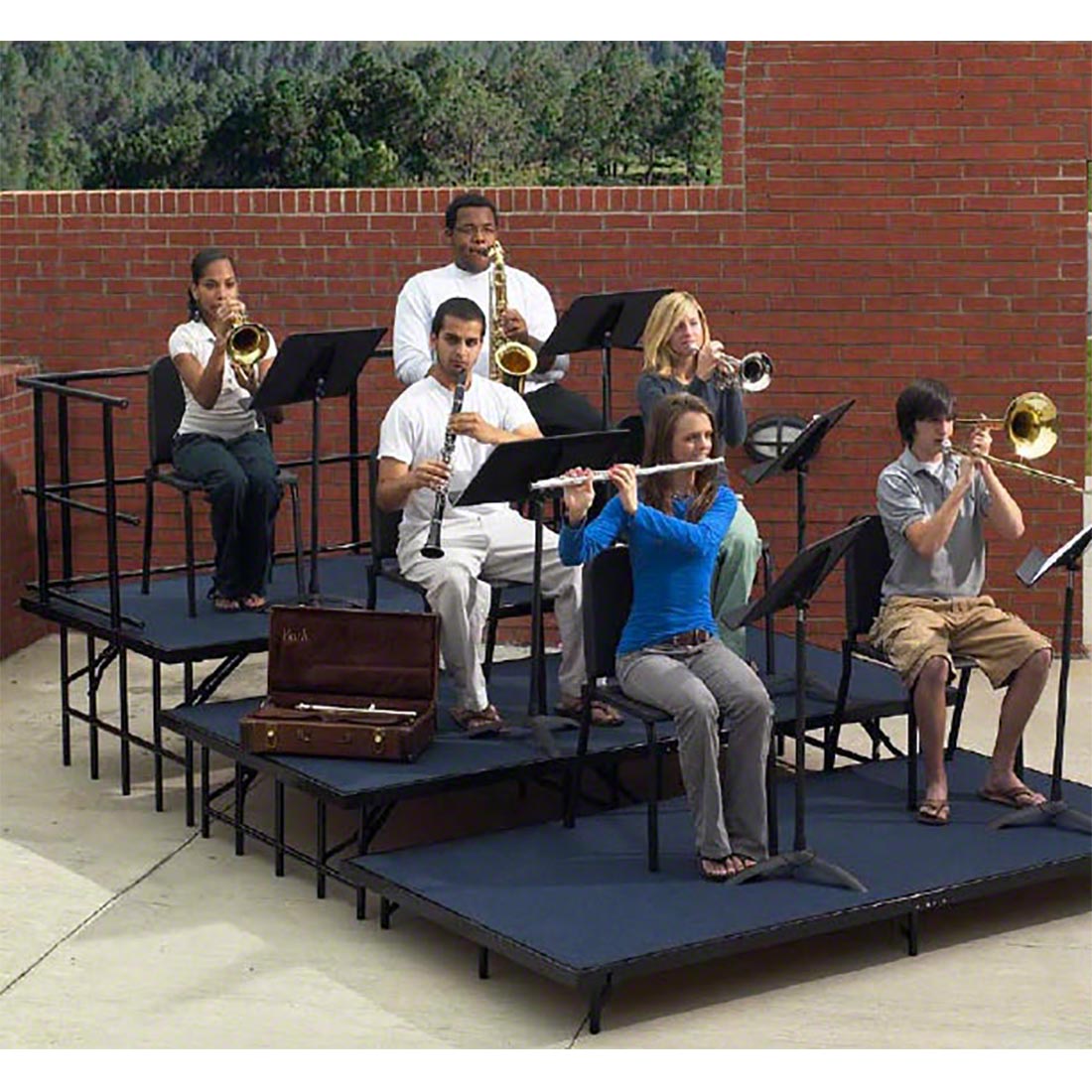 NPS SST363LC 3-Tier Seated Stage Riser Set, Carpet | StageDrop