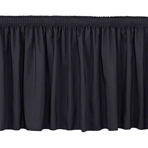 Ameristage Shirred Stage Skirt, 32x36" Black (Overstock) portable stage skirting, velcro, hook and loop, 32x36, 32x36, 36 inch stage skirt, clearance, sale, black, overstock