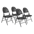 National Public Seating 1110 Deluxe Fan Back Folding Chair, Black (4-pack)