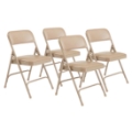 National Public Seating 1201 Vinyl Premium Folding Chair, French Beige (4-pack)