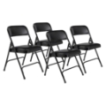 National Public Seating 1210 Vinyl Premium Folding Chair, Caviar Black (4-pack)