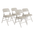 National Public Seating 1302 Vinyl Upholstered Premium Folding Chair, Warm Grey (4-pack)