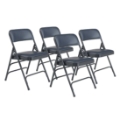National Public Seating 1304 Vinyl Upholstered Premium Folding Chair, Dark Midnight Blue (4-pack)