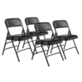 National Public Seating 1310 Vinyl Upholstered Premium Folding Chair, Caviar Black (4-pack)