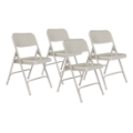 National Public Seating 202 Premium All-Steel Double-Hinge Folding Chair, Grey (4-pack)