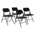 National Public Seating 210 Premium All-Steel Double-Hinge Folding Chair, Black (4-pack)