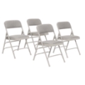 National Public Seating 2302 Fabric Premium Triple Brace Folding Chair, Greystone (4-pack)