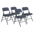 National Public Seating 2304 Fabric Premium Triple Brace Folding Chair, Imperial Blue (4-pack)