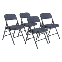 National Public Seating 2304 Fabric Premium Triple Brace Folding Chair, Imperial Blue (4-pack) NPS-2304