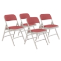 National Public Seating 2308 Fabric Premium Triple Brace Folding Chair, Majestic Cabernet (4-pack)