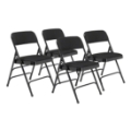 National Public Seating 2310 Fabric Premium Triple Brace Folding Chair, Midnight Black (4-pack)