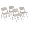 National Public Seating 302 Deluxe All-Steel Triple Brace Folding Chair, Grey (4-pack)