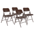 National Public Seating 303 Deluxe All-Steel Triple Brace Folding Chair, Brown (4-pack)