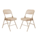 National Public Seating 3201 Premium 2" Vinyl Upholstered Folding Chair, French Beige (2-pack)