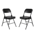 National Public Seating 3210 Premium 2" Vinyl Upholstered Folding Chair, Black (2-pack)