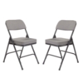 National Public Seating 3212 Premium 2" Fabric Upholstered Folding Chair, Charcoal Grey (2-pack)