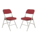 National Public Seating 3218 Premium 2" Fabric Upholstered Folding Chair, Burgundy (2-pack)