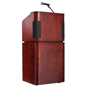 Oklahoma Sound 950/901 Tabletop and Base Combo Sound Lectern, Mahogany/Walnut teaching lecterns, training lecterns, lecterns, sound lecterns, school furniture, college furniture, university furniture, church