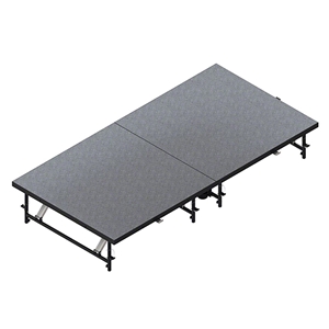 Staging 101 4x8 Mobile Folding Stage, Adjustable Height (8"-24"), Carpet 4x8, 8x4, 32 square feet, 32 feet, 4 x 8, 8 x 4, 4x8, 8x4, height adjustable, portable staging, mobile stage, stage with wheels, folding stage