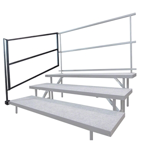 Staging 101 Side Guard Rail for Tiered Choral Risers (2-pack) guardrails, guard rails, side guard rails, safety rail, 24" high, 24", wedged, wedge riser, choral, chorus, standing riser, tapered, straight riser