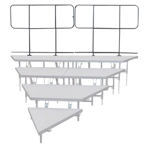 Staging 101 Back Guard Rails for 4-Tier Wedge Seated Risers (2-pack) guardrails, choral risers guard rails, rear guard rail, safety rail
