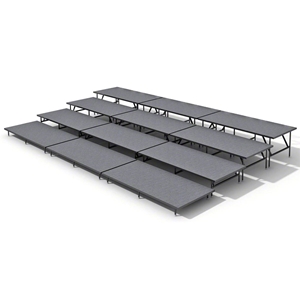 Staging 101 4-Tier Straight Seated Riser System - 24 Long (fits 48 Chairs) choral risers, chorus risers, choir risers, standing risers, seated risers, band risers, school risers, choir stage risers