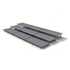 Staging 101 3 Tier Straight Seated Riser System - 24 Long (fits 36 Chairs) choral risers, chorus risers, choir risers, standing risers, seated risers, band risers, school risers, choir stage risers