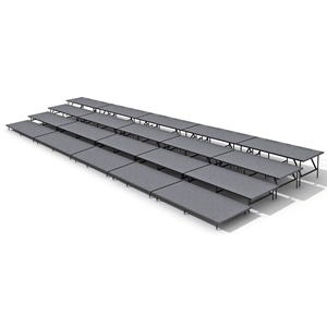 Staging 101 4-Tier Straight Seated Riser System - 40 Long (fits 80 Chairs) choral risers, chorus risers, choir risers, standing risers, seated risers, band risers, school risers, choir stage risers