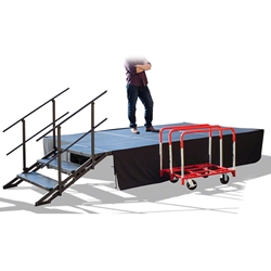 TotalPackage™ Dual-Height Portable Stage Kit, 8x12 8x12, 12x8, folding stage, cart, storage, portable stage kit, adjustable height, total package