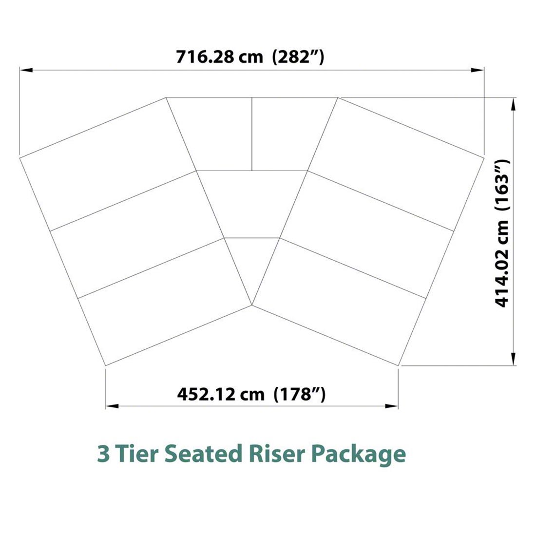 Staging 101 3-Tier 24-Foot Seated Riser (Fits 36 Chairs) | StageDrop