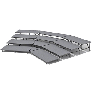 Staging 101 4-Tier Seated Riser System - 27 Long (fits 44 Chairs) choral risers, chorus risers, choir risers, standing risers, seated risers, band risers, school risers, choir stage risers