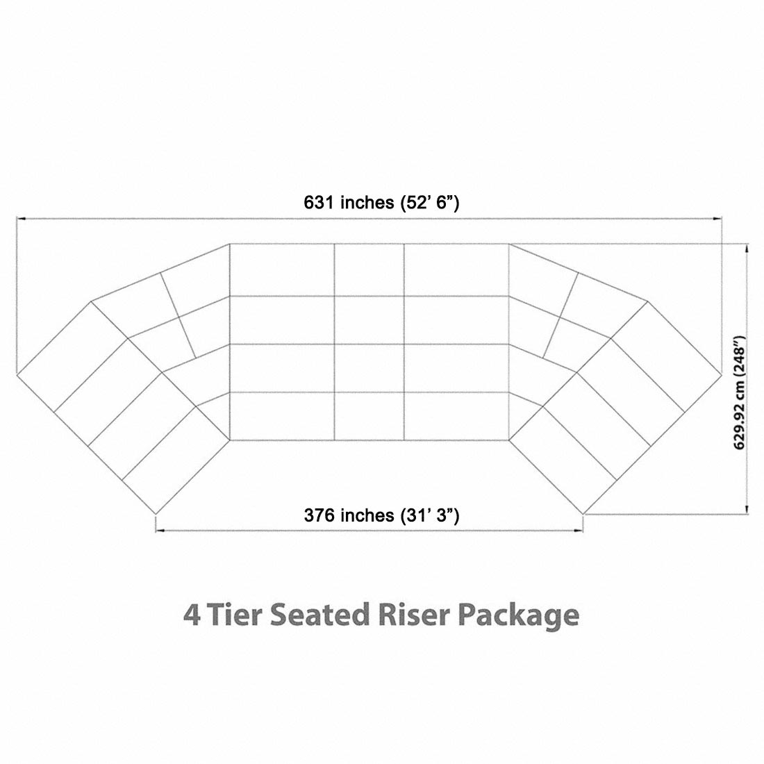 Staging 101 4-Tier 53'L Seated Riser (Fits 94 Chairs) | StageDrop
