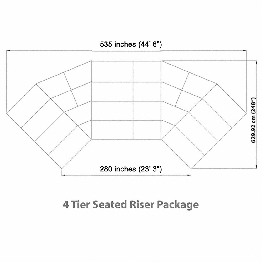 Staging 101 4-Tier 45'L Seated Riser (Fits 78 Chairs) | StageDrop