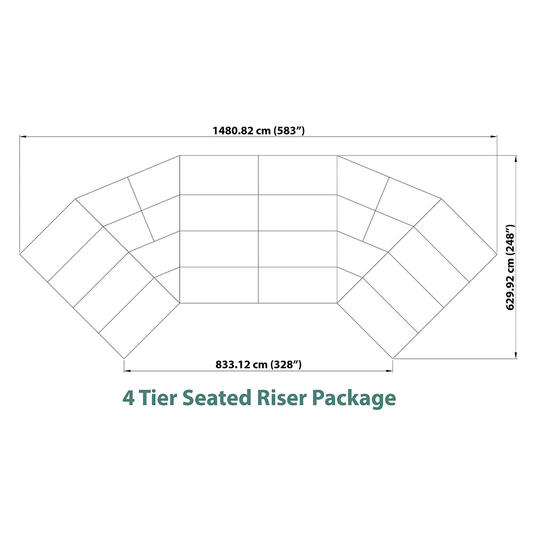 Staging 101 4-Tier Seated Band Risers, 49' Long SWSSWS-4SR | StageDrop