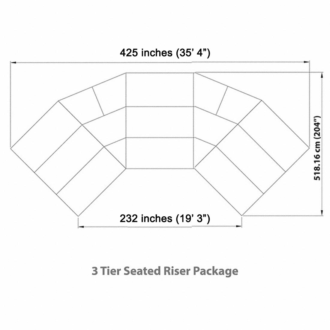 Staging 101 3-Tier 35'L Seated Riser (Fits 48 Chairs) | StageDrop