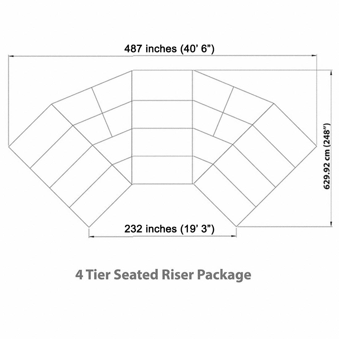 Staging 101 4-Tier 41'L Seated Riser (Fits 70 Chairs) | StageDrop