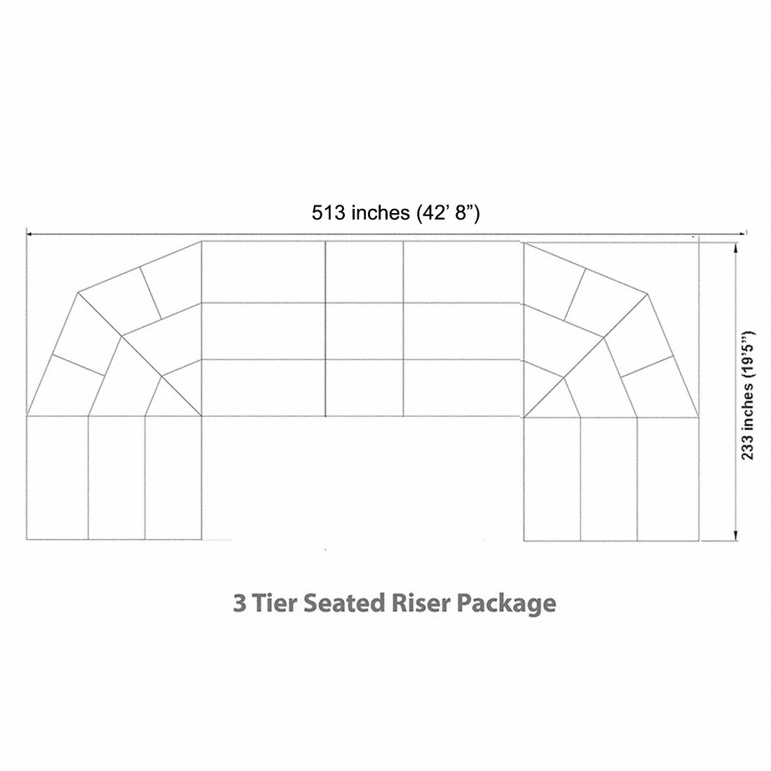 Staging 101 3-Tier 43'L Seated Riser (Fits 78 Chairs) | StageDrop