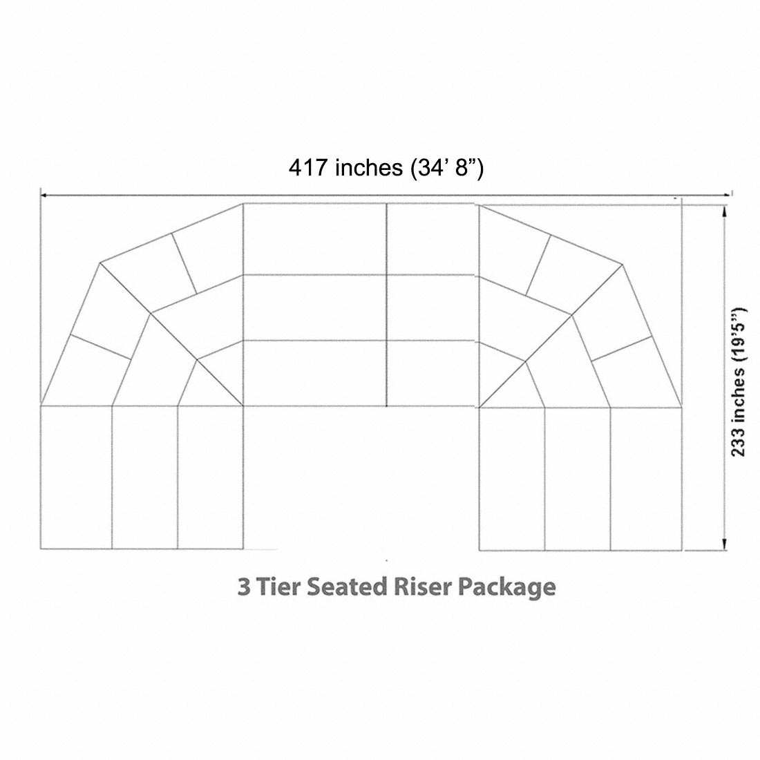 Staging 101 3-Tier 35'L Seated Riser (Fits 66 Chairs) | StageDrop