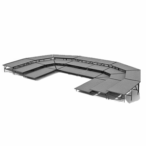 Staging 101 3-Tier Seated Riser System - 35 Long (fits 66 Chairs) choral risers, chorus risers, choir risers, standing risers, seated risers, band risers, school risers, choir stage risers, 3 level riser